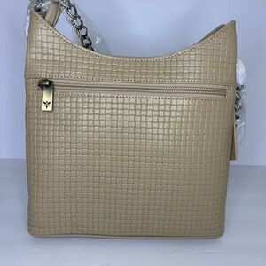 Anuschka Woven Leather Beige Shoulder Bag